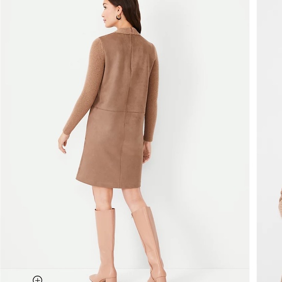 NWOT Ann Taylor Mixed Media Faux Suede and Knit Dress Small - Picture 3 of 7